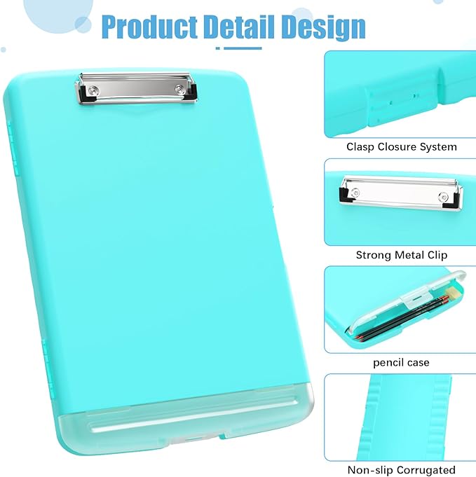 Hongri Clipboard with Storage with Pen Holder, Folder Nursing Clip Board 8.5 x 11 Foilo-Side Opening, High Capacity, Light Weight for Teachers, Classroom. Size 14 x 9.6 x 1.2 in(Light Green)