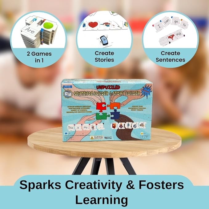 Sentence & Story Building 2-in-1 Educational Game for Kids | Phonics & Reading Puzzles Ages 6-8 | Learn Parts of Speech & Sight Words | Speech Therapy Materials for Kindergarten & 1st Grade