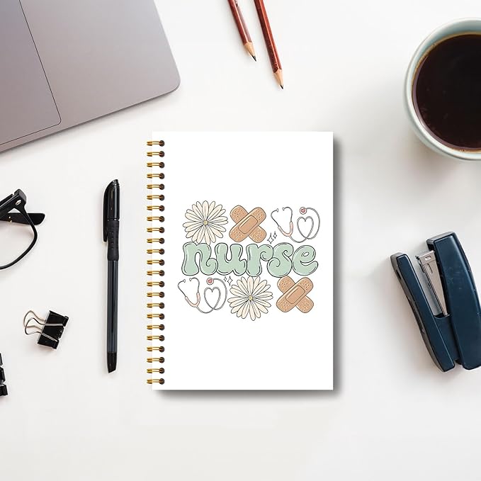 Trendy Floral Nurse Notebook, Nurse Gifts for Women Journal, Nurses Appreciation Gifts Journal, Nursing School Supplies, Nursing Hardcover Spiral Notebooks 5.5x8.3 Inch