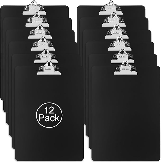 ZCZN Metal Clipboard, 12 Pack Heavy Duty Aluminum Clipboards 12 x 9 Inches, A4 Letter Sizer Document Holder with High Capacity Clip, Suitable for School, Office, Jobsite or Medical Staff, Black
