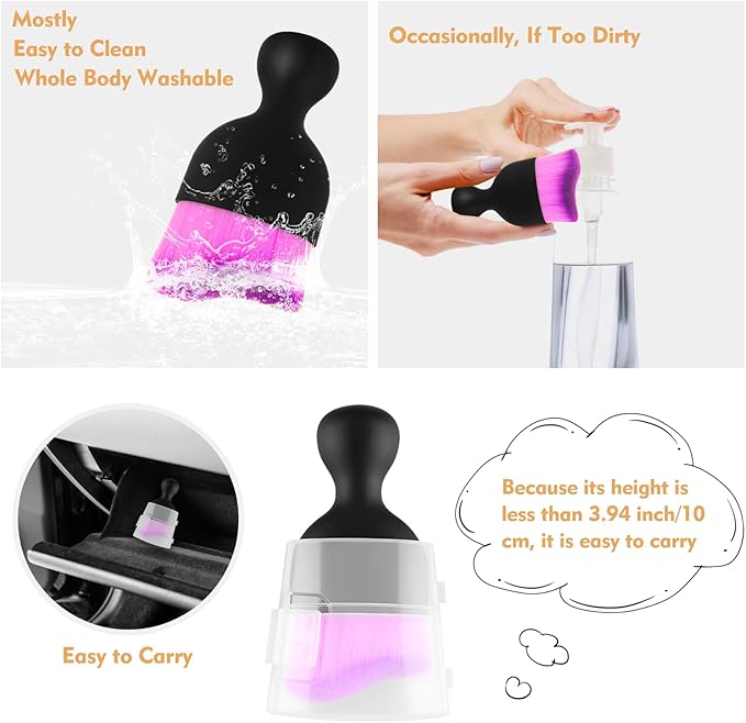 Car Interior Cleaning Brush with Ultra Soft Bristles, Car Duster Interior, Auto Detailing Brushes Dusting Car Accessories for Dashboard, AC Vents, Leather, Scratch-Free (Double Purple)