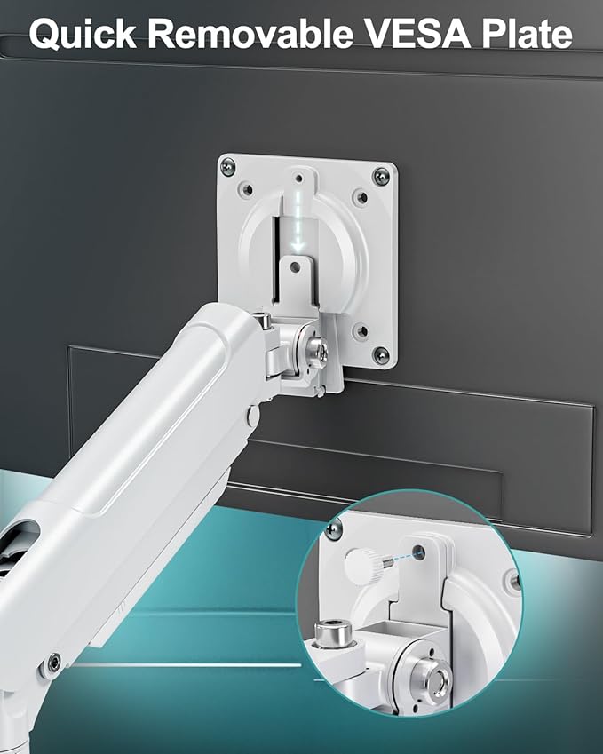 Dual Monitor Desk Mount, 13-32 inch Adjustable Full Motion Monitor Arm, Computer Display Stand Holder with Clamp and Grommet Base, Fits 4.4 to 22lbs Screens, VESA Mount Bracket, White, Freelift Pro