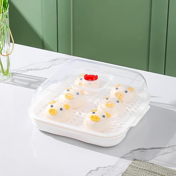 Microwave Steamer with Lid and Tray, Vegetables Steamer for Microwave Bowl, Microwavable Cookware Supplies (1 - Layer)