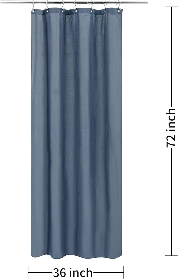 ALYVIA SPRING Stall Fabric Shower Curtain Liner Waterproof - Soft & Lightweight Small Shower Curtain with Magnets for Narrow Stall Size, Machine Washable - 36x72, Stone Blue