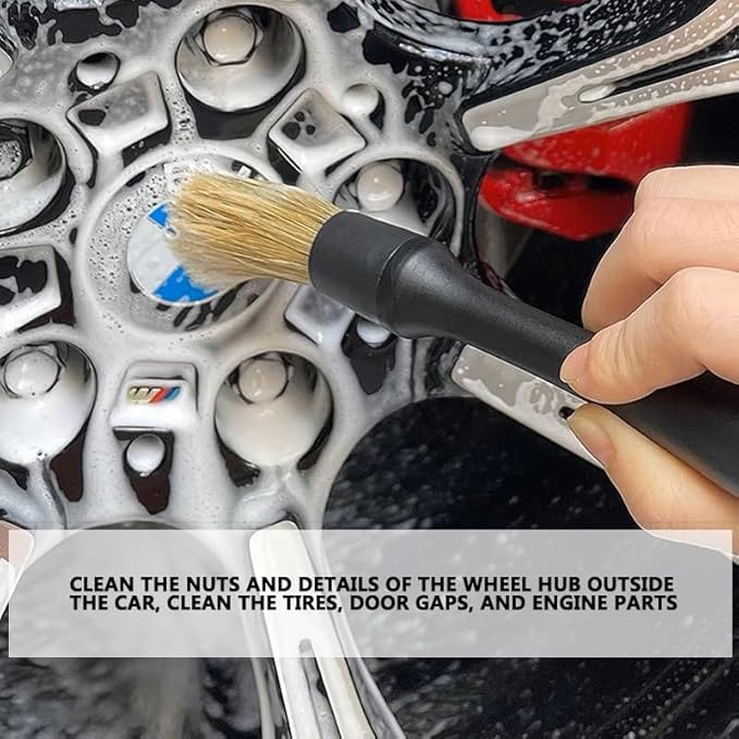 3pcs car Detailing kit-1pcs Boars Hair Car Detailing Brushes,1pcs Ultra Soft No Scratch Detailing Brush for Air Vent,Leather Seat 1pcs Detail Brushes car Detailing for Interior Exterior