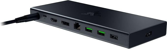 Razer USB 4 Dock: 14 Ports (Type C, Type A, HDMI, DP, Ethernet, SD, 3.5mm) - Dual Monitor Up to 4K 120 Hz - Laptop & Phone Fast Charge - Durable Lightweight Casing - Windows & Mac Compatible - Black