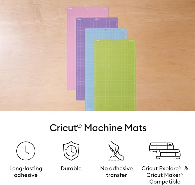 Cricut Cutting Mat Variety Pack (4 Count, 12in x 24in) - for Explore & Maker Machines - Includes 2 StandardGrip, 1 LightGrip, 1 StrongGrip