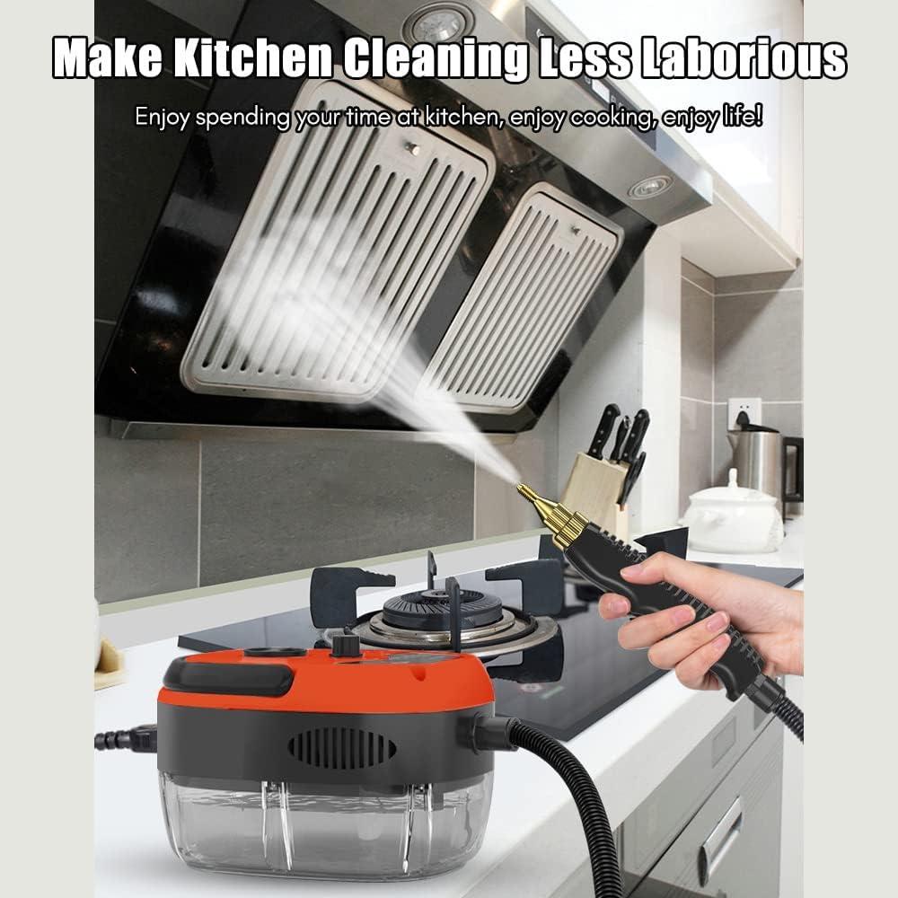 Decdeal Steam Cleaner - 2500W High Temperature Pressurized Handheld Steam Cleaning Machine with Brush Heads and Gloves, for Car Floors Kitchen Furniture Bathroom Windows