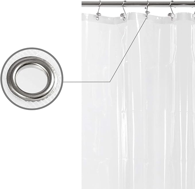Barossa Design Long Shower Curtain Liner 78" Height - 6 Magnets & 8G Heavy Duty PEVA, Waterproof, PVC Free, Metal Grommets, Clear, 72x78
