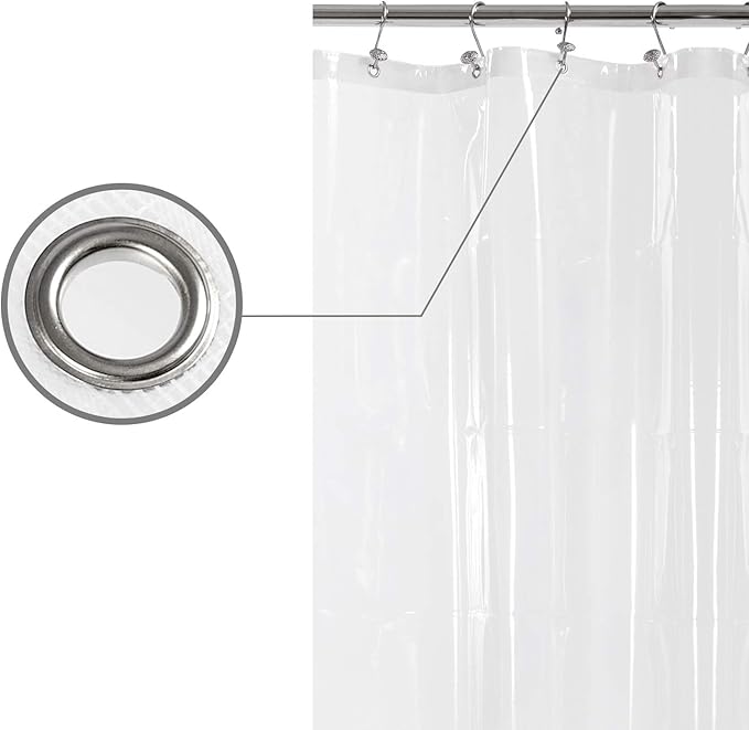 BAROSSA Design XLong Shower Curtain Liner with 96 inches Height - 6 Bottom Magnets, Waterproof PEVA, PVC Free, Metal Grommets, Clear, 72x96