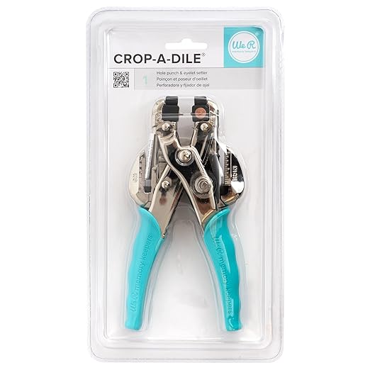 We R Memory Keepers Crop-A-Dile Eyelet | Blue Comfort Handle, Craft Supplies Hole Punch Eye Setter Paper Punch Tool Use on Chipboard Fabric Thin Tin Leather Plastic Punches Hole Punch Tool Eye Setting