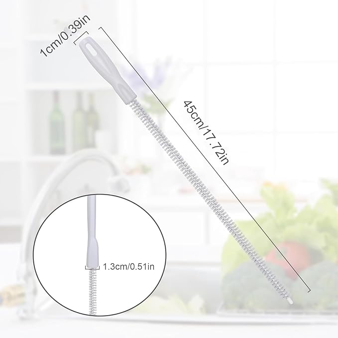 4pcs Pipeline Dredging Brush, 17.7 Inch Bendable Drain Cleaner Brush with Anti-Slip Handle, Household Sewer Hair Cleaning Tool for Sink Bath Pipe