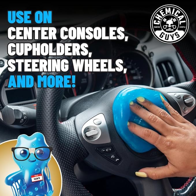 Chemical Guys Car Cleaning Kit Interior 8-Piece - Total Interior Cleaner, Sticky Icky Green Apple & Strawberry Detailing Gel, 3 Detailing Brushes, 3 Towels, Safe for Cars, Trucks, SUVs & More