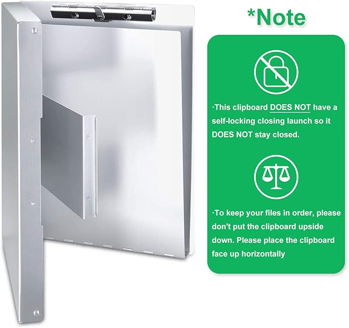 Sunnyclip Aluminum Clipboard with Storage (Legal Size) Form Holder Portfolio Aluminum Metal Binder Heavy Duty with Clip Inside Posse Box, for Office Business Medical Professionals Stationer