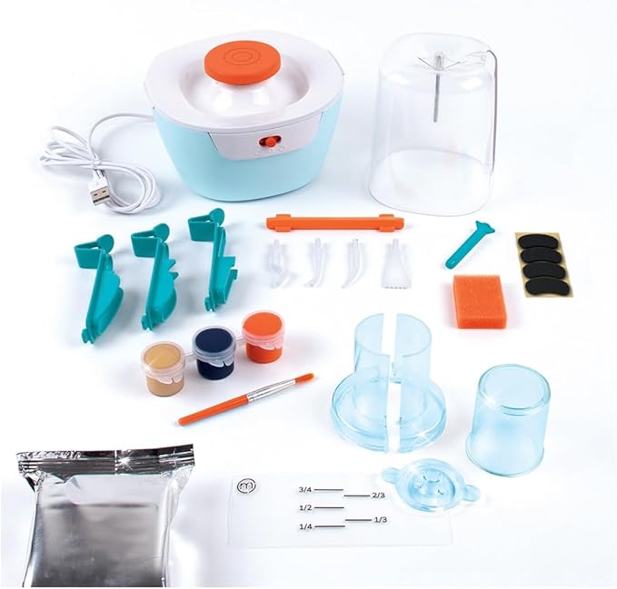 Make It Real Mini Pottery Studio - 26-Piece DIY Pottery Kit with Mess-Free Air Dry Clay - Create 10 Miniature Projects, Beginner to Master Levels - Innovative Centering Tool - Great for Kids Ages 8