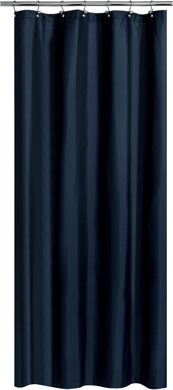 Fabric Shower Curtain or Liner 36 x 72 Inches Bath Stall Size with 2 Bottom Magnets, Hotel Quality, Washable, Water Repellent, Navy