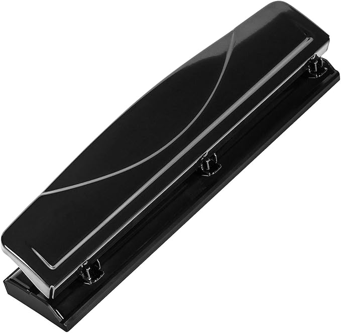 Amazon Basics 3 Hole Punch with Easy-Clean Tray, 10 Sheet Capacity, Black, 6-Pack
