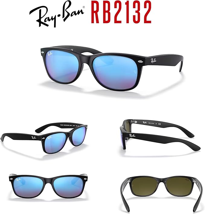 Ray-Ban RB2132 NEW WAYFARER 55MM Square Sunglasses For Men For Women +BUNDLE with ACCESSORY EYEWEAR KIT