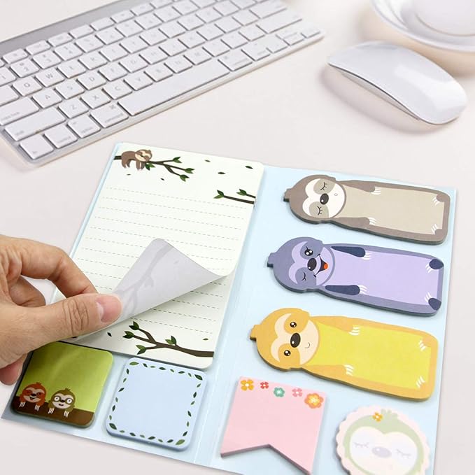 Fancy Land Sloth Sticky Notes Set Notepads 240 Sheets Book Notes for Sloth Lovers Kids Office School Friends Teacher Appreciation Gifts Lazy Day Small Gifts Employee Administrative Professional Day