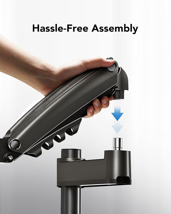 HUANUO Single Monitor Arm for 13-32 inch Screens,Holds 19.8lb,Adjustable Monitor Stand with Clamp and Grommet Base,Vesa 75x75mm/100x100mm Compatibility (Black)