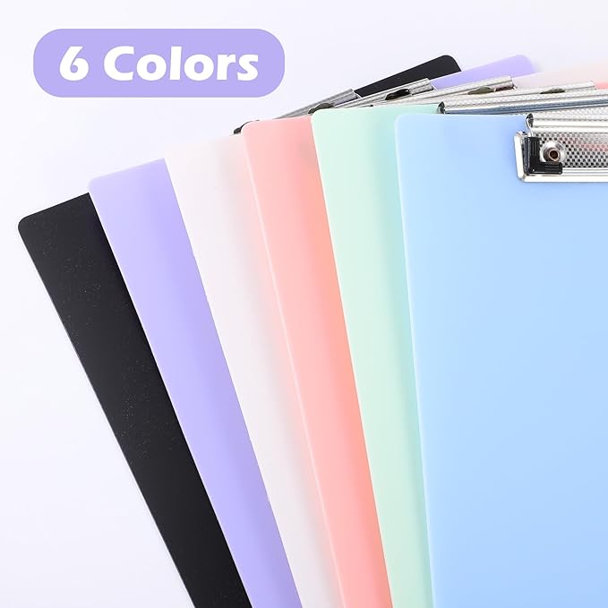 12 Pack Plastic Clipboard Assorted Colors Office Clipboard 12.5 x 9 Inch