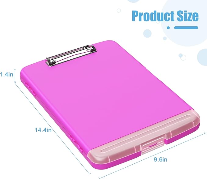 Hongri Clipboard with Storage with Pen Holder, Folder Nursing Clip Board 8.5 x 11 Foilo-Side Opening, High Capacity, Light Weight for Teachers, Classroom. Size 14 x 9.6 x 1.2 in(Light Red)
