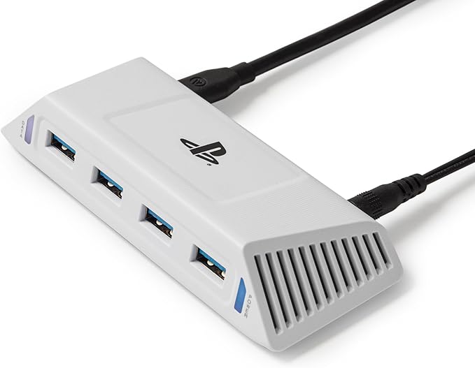 PowerA 4-Port USB 5Gbps Hub for PlayStation®5, USB 3.2, AC Powered, Weighted Base, Officially Licensed