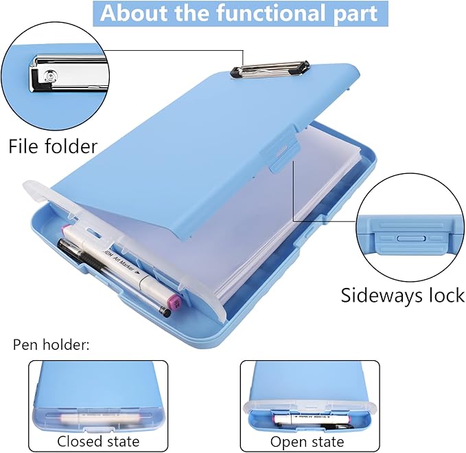 SFLHHDM Clipboard with Pen Holder, Legal Size Nursing Clipboard with Storage, Plastic Clip Board for Writing, Lightweight Cute Clipboards Storage with Low Profile Clip for Work, Office