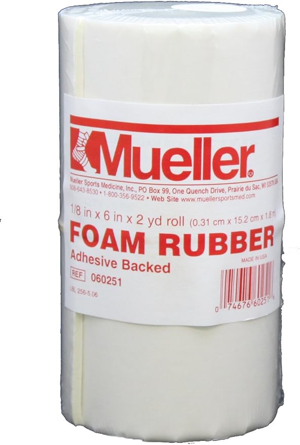 Mueller Foam Rubber - Adhesive Backed, Open Cell, 1/8" x 6" x 2 yd roll