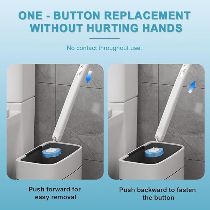 Disposable Toilet Brush with 48 Refills,Toilet Cleaning Supplies,Toilet Wand Brush Starter Kit,Wall Mounted Toilet Bowl Cleaner Brush with Holder for Bathroom Deep Cleaning & Hygiene (White)