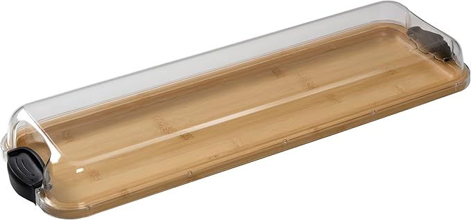 FARBERWARE Rectangular Build-a-Board Cutting Board with Single Compartment and Clear Locking Lid for Charcuterie, Snacks, and More, Bamboo