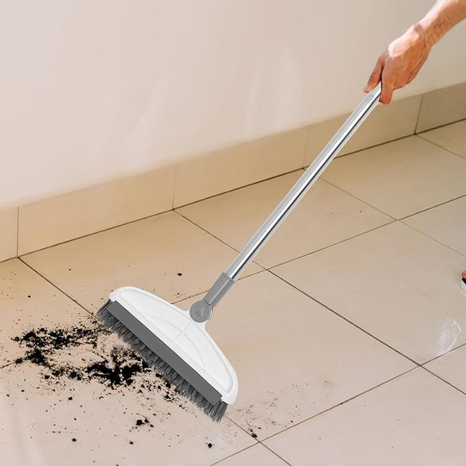 TOYANDONA Rotating Floor Scrubber Brush with Long Handle for Bathroom Shower Tile Grout Cleaning Reach Corners Sturdy Bristles for Efficient Floor and Gap Scrubbing