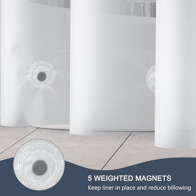 EurCross Shower Curtain Liner Extra Long 82 inch Length with 5 Bottom Magnets,Frosted PEVA Plastic Shower Curtain Liner, Waterproof Opaque Shower Liner No Smells with Metal Grommets,72 x 82 inch