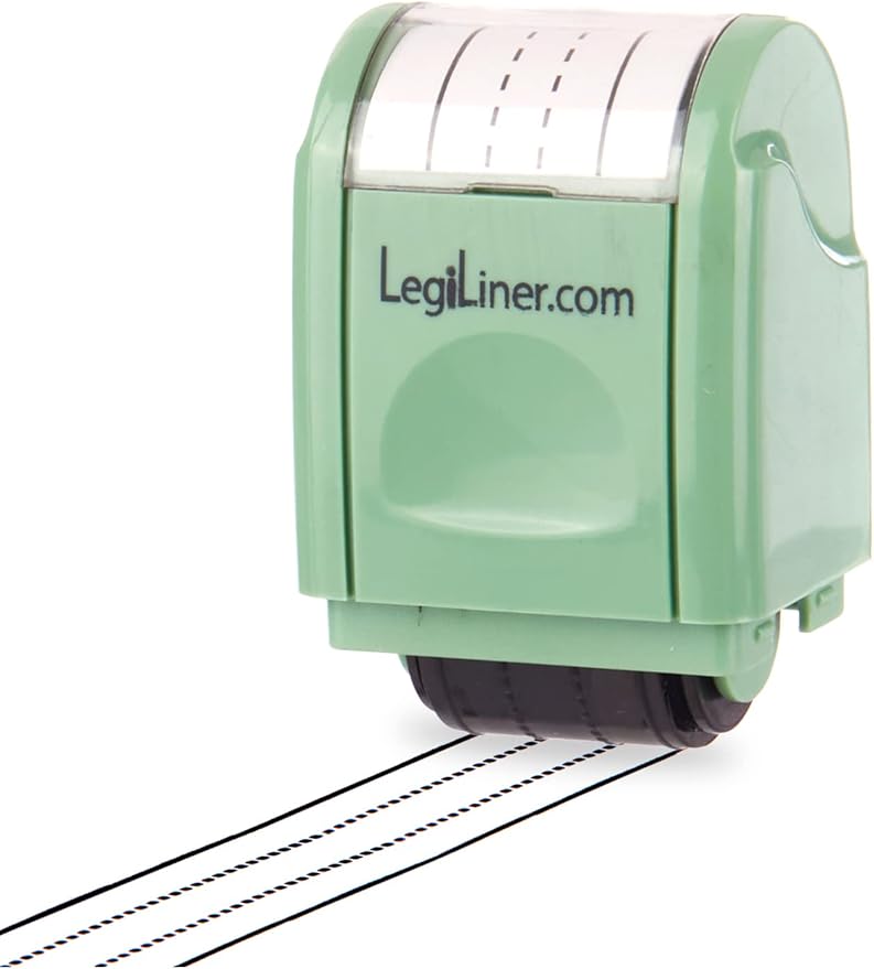 LEGILINER 3/4" Dotted Thirds Slanted Handwriting Line (Green) Teacher Stamp – Tri-Line Pattern for Calligraphy and Cursive Writing. Classroom & Home Use. Refillable Ink Writing Practice Roller Stamp.