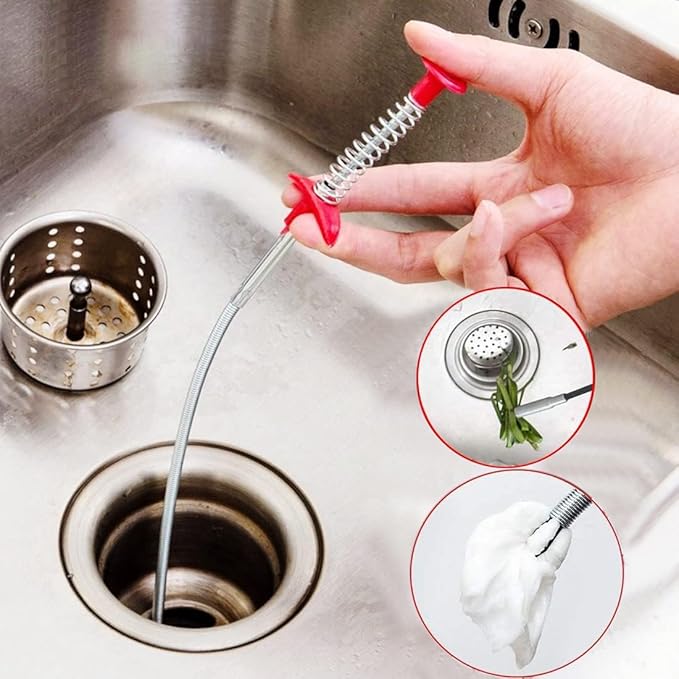 Flexible Grabber Claw Pick Up Reacher Tool with 4 Claws, Drain Snake Hair Clog Remover Tool, Bendable Hose Pickup Reaching Assist Tool for Litter Pick, Toilet, Sewer, Shower, Kitchen Sink (24 Inch)