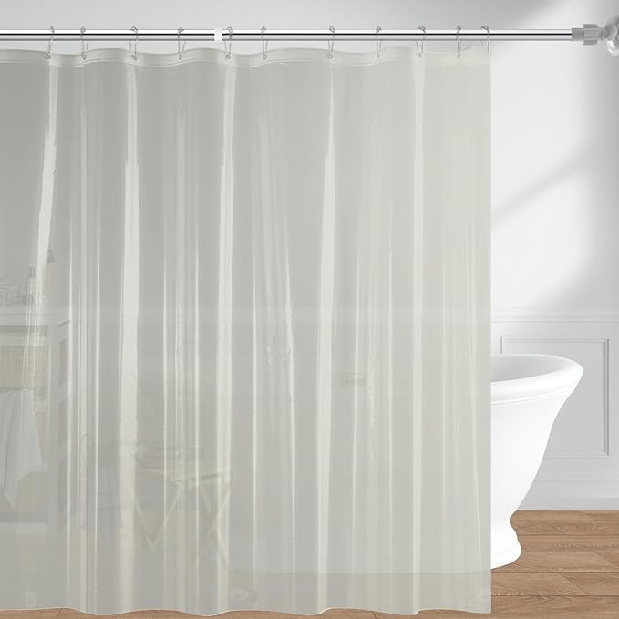 downluxe Waterproof Frosted Shower Curtain Liner - PEVA Lightweight Plastic Shower Liner with 3 Magnets, Shower Curtains for Bathroom, 72" x 72", Grey