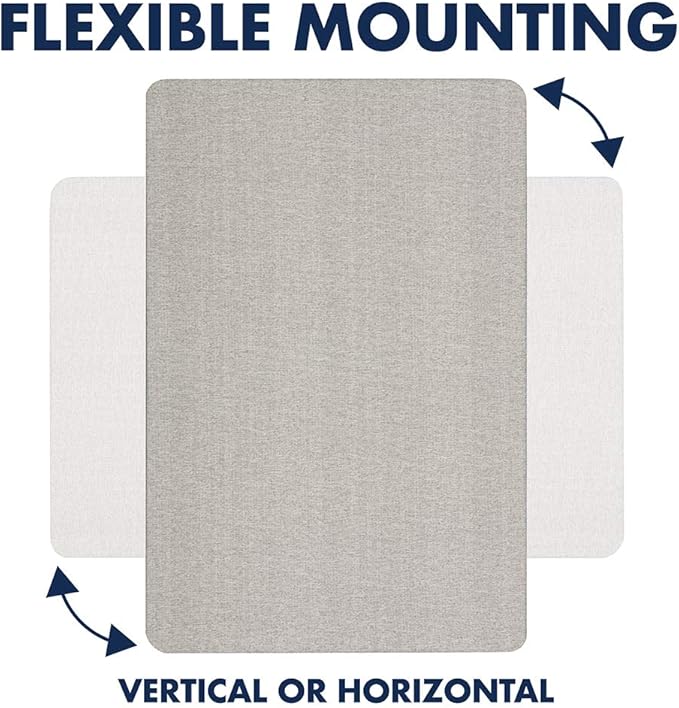 Quartet Bulletin Board for Walls, Fabric, 3' x 2', Frameless Pin Board, Fiberboard, Display Board, Oval Office, Home Office Decor or Home School Organization Board, Vertical/Horizontal, Gray (7683G)