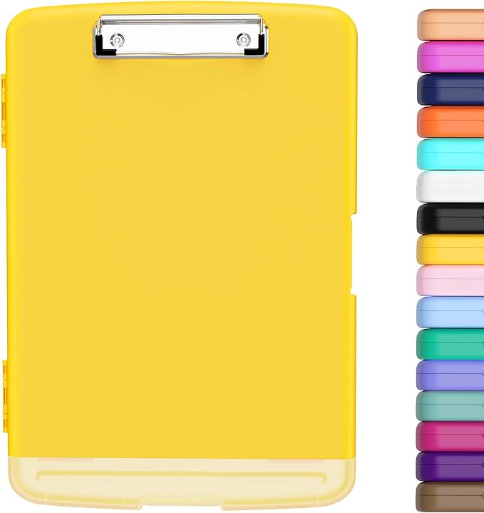 Hongri Clipboard with Storage with Pen Holder, Folder Nursing Clip Board 8.5 x 11 Foilo-Side Opening, High Capacity, Light Weight for Teachers, Classroom. Size 14 x 9.6 x 1.2 in(Yellow)