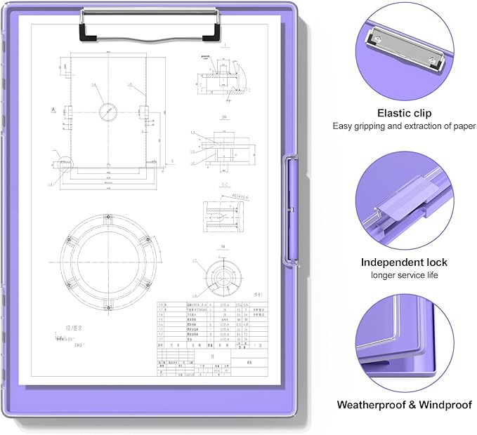 Hongri Clipboard with Storage, Purple 8.5 x 11 Folder Nursing Side Opening, Heavy Duty with Dual Compartment, Smooth Writing for Teachers, Classroom, Size 13.3 x 9.4 x 1.5 in, Office & School Supplies