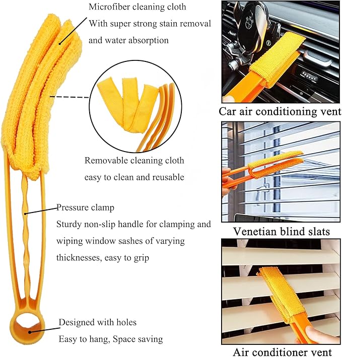 5Pcs Window Blind Cleaning Set, Washable dust Removal Cleaning Tools, air Vent Cleaning Brush, Track Cleaning Brush, dust Removal Cleaning Tools for Blinds, air conditioners, Track, and Fans