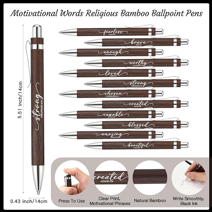 Kosiz 24 Sets Christian Gifts Bulk Inspirational Bible Verse Spiral Notebook and Religious Bamboo Ballpoint Pen Journal with Scripture for Easter Church Member First Communion Teacher Holy Week (Black)