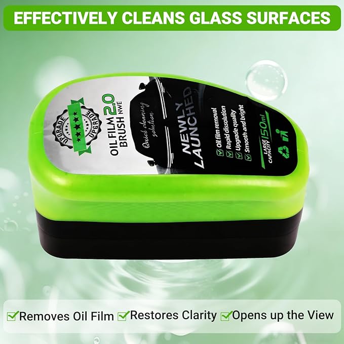 Clear Vision Glass Cleaner -Oil Free Car Glass Brushes, Upgrade 2.0 Cleaner, Automotive Oil Film Cleaning Brush for Car Windows, Clearvision Cars Windshield Cleaner Tool (2Pc's/Set)