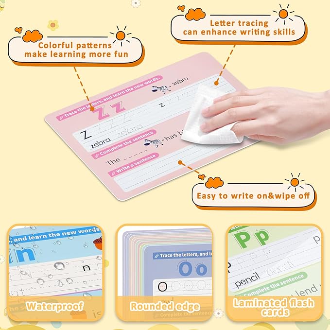 Alphabet & Number Practice Dry Erase Sheets A-Z Letters & Numbers 1-10 | Perfect for Preschool, Homeschool & Kindergarten
