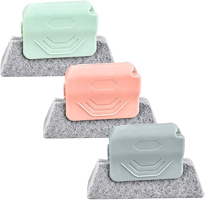 3PCS Magic Window Track Cleaner, 2026 Upgraded Window Groove Cleaning Brush Tools Set, Hand-held Window Track Cleaning Tools for Window lides Gaps Tile Lines Shutter Car Vents (Grey + Pink + Green)