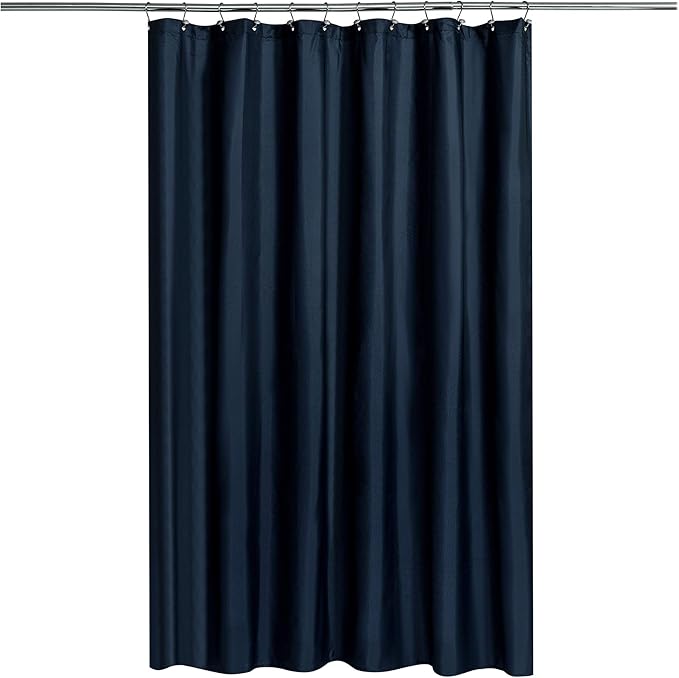 N&Y HOME Fabric Shower Curtain Liner with Weighted Magnets - Navy Blue Shower Curtain for Bathroom with Hotel Quality, Machine Washable, Water Repellent - Navy, 72x72