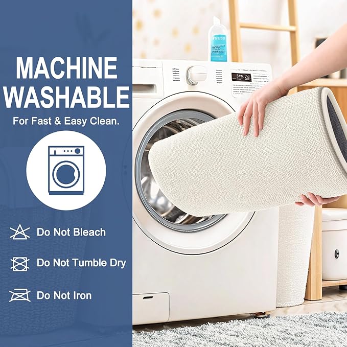 OLANLY Toilet Rugs U-Shaped 24x20, Extra Soft Absorbent Thick Memory Foam Contour Bathroom Rugs, Dry Quickly, Machine Washable, Non-Slip Toilet Bath Mat, Home Decor Accessories, Ivory