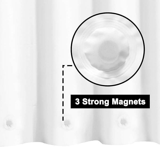 Barossa Design White Stall Shower Curtain Liner with 3 Magnets - 36" x 72", Waterproof PEVA Shower Liner for Small Bathroom Stall, PVC Free, Metal Grommets - White, 36X72