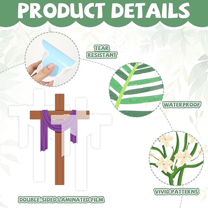 Easter Christian Bulletin Board Set He is Risen Religious Classroom Decoration Jesus Resurrection Cross Lily Hosanna Cutouts for Spring Church Sunday School Classroom Home Chalkboard Wall Decor