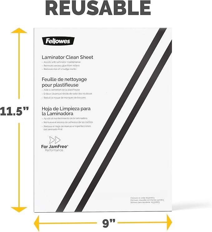 Fellowes Laminator Cleaning Sheets, 10 Pack, 8.5 x 11 in