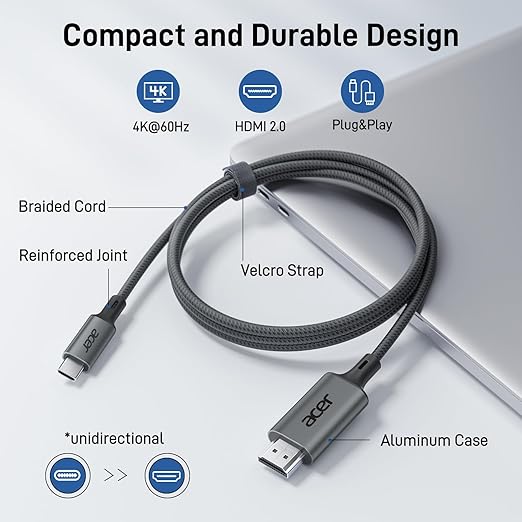 acer 5 in 1 USB C Hub Bunlbe with USB C to HDMI Cable